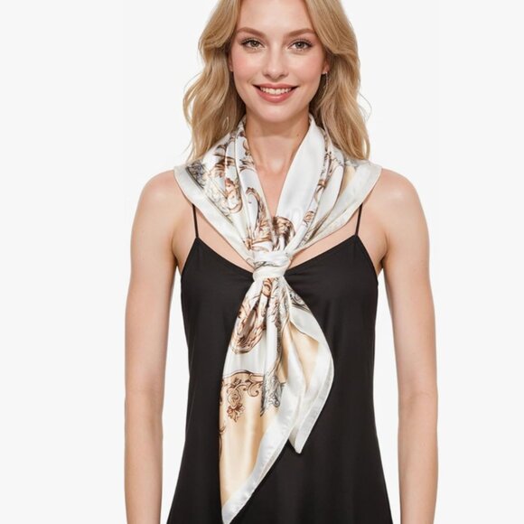 Luxe Printed Head Scarf for Women – Silky Soft Square Scarf (35\